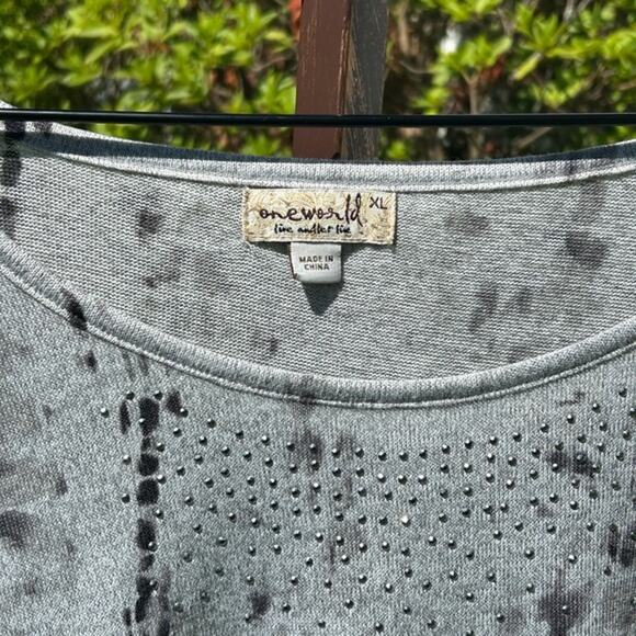 ONE WORLD boho ombre tribal knit top size XL artsy lagenlook global artisan - Picture 3 of 4